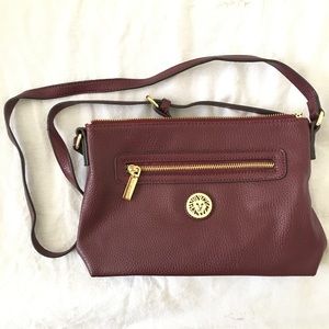 Anne Klein Burgundy Leather Crossbody
